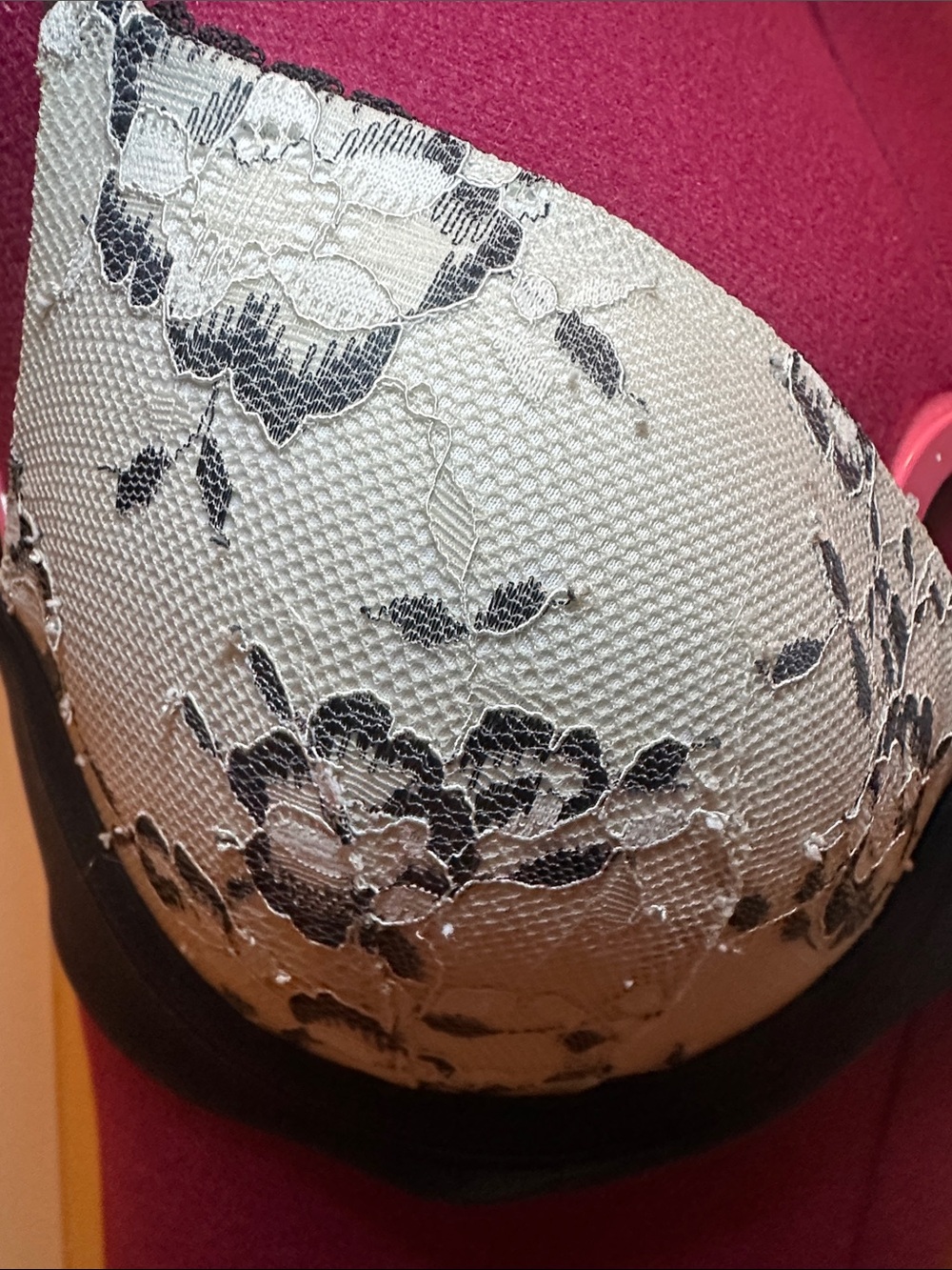 Victoria's Secret Body by Victoria Lined Demi Bra Black Lace White Overlay - Picture 7 of 13